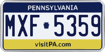PA license plate MXF5359