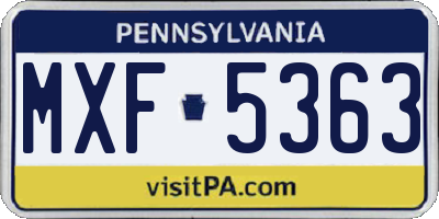 PA license plate MXF5363