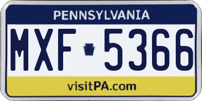 PA license plate MXF5366