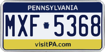 PA license plate MXF5368