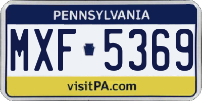 PA license plate MXF5369