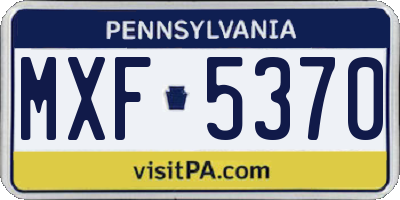 PA license plate MXF5370