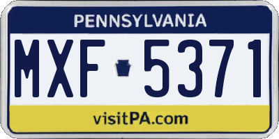 PA license plate MXF5371