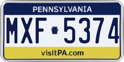 PA license plate MXF5374