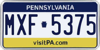PA license plate MXF5375