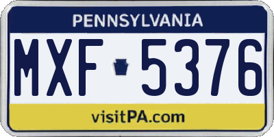 PA license plate MXF5376