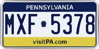 PA license plate MXF5378