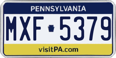 PA license plate MXF5379