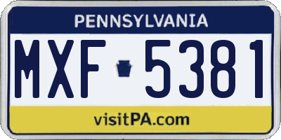 PA license plate MXF5381