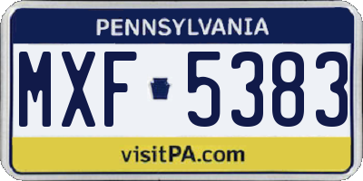PA license plate MXF5383
