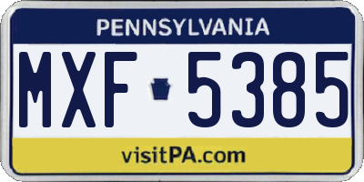 PA license plate MXF5385