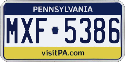 PA license plate MXF5386