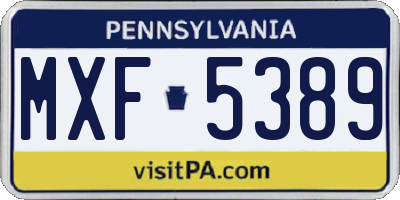 PA license plate MXF5389
