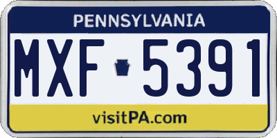 PA license plate MXF5391