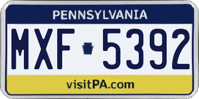 PA license plate MXF5392