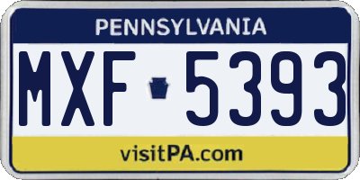 PA license plate MXF5393