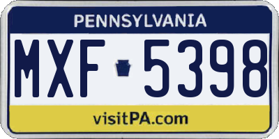 PA license plate MXF5398