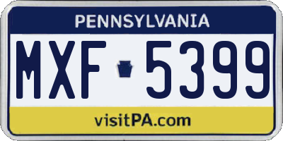 PA license plate MXF5399