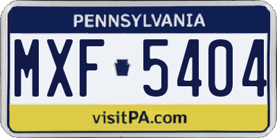 PA license plate MXF5404