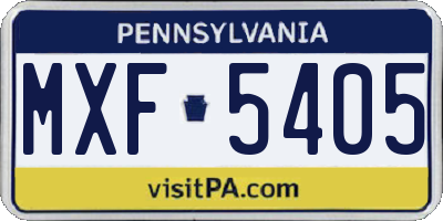 PA license plate MXF5405