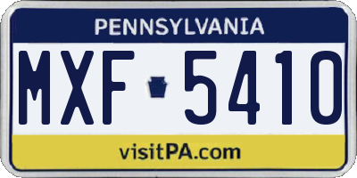 PA license plate MXF5410