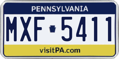 PA license plate MXF5411