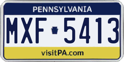 PA license plate MXF5413