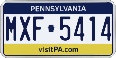 PA license plate MXF5414