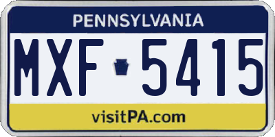 PA license plate MXF5415