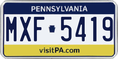 PA license plate MXF5419