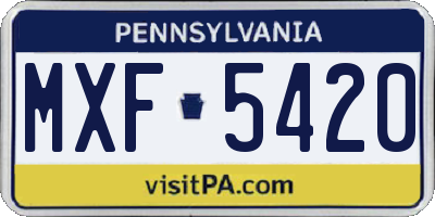 PA license plate MXF5420