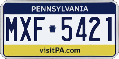 PA license plate MXF5421