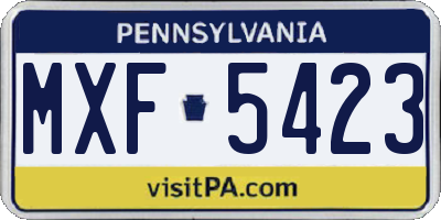 PA license plate MXF5423