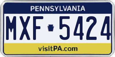 PA license plate MXF5424