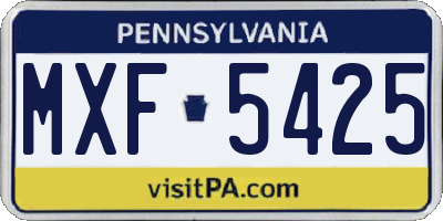 PA license plate MXF5425