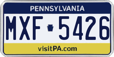PA license plate MXF5426