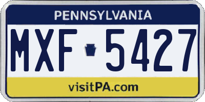 PA license plate MXF5427