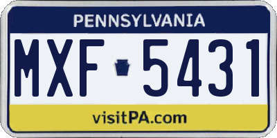 PA license plate MXF5431