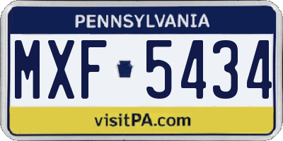 PA license plate MXF5434