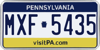 PA license plate MXF5435