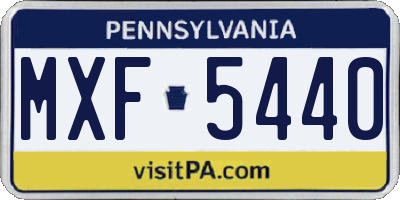 PA license plate MXF5440