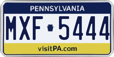 PA license plate MXF5444