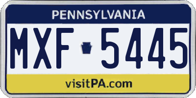 PA license plate MXF5445