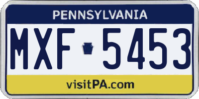 PA license plate MXF5453