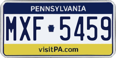 PA license plate MXF5459