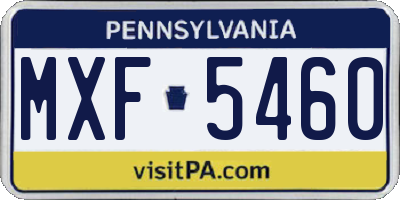 PA license plate MXF5460