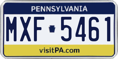 PA license plate MXF5461