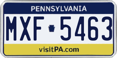 PA license plate MXF5463