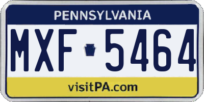 PA license plate MXF5464