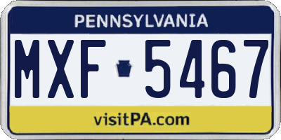 PA license plate MXF5467